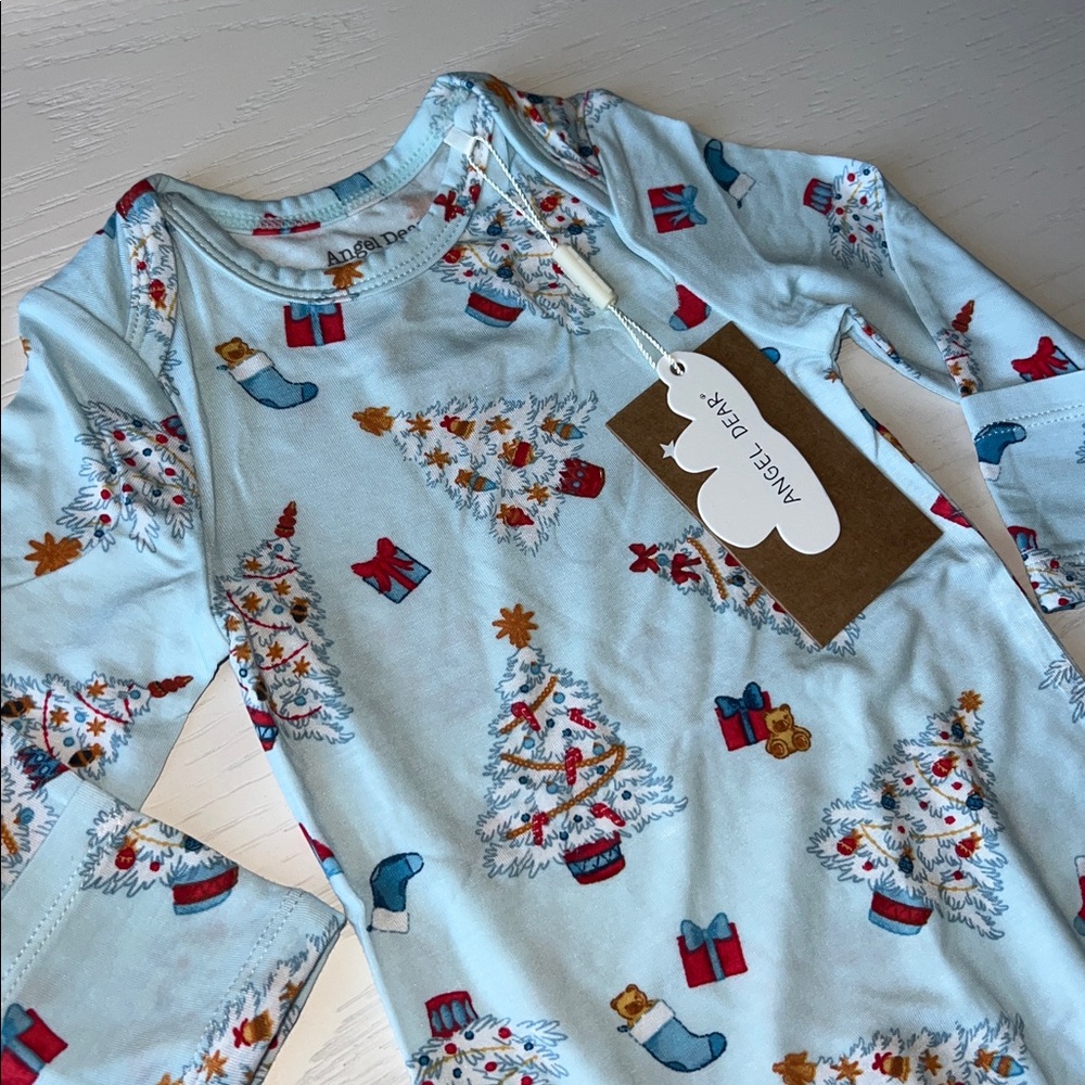 🎄 Angel Dear Knotted Gown Vintage Christmas Trees Blue 0-3 months - Picture 4 of 4